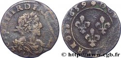 LOUIS XIII LE JUSTE Double tournois au grand buste viril drapé 1639 Vallée du Rhône