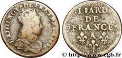 LOUIS XIV LE GRAND OU LE ROI SOLEIL Liard de cuivre 1656 Corbeil