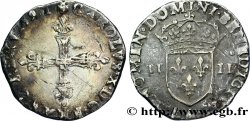 CHARLES X, CARDINAL OF BOURBON Quart d écu, croix de face 1591 Paris