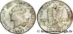 LOUIS XVI 30 sols dit  au génie , type FRANÇOIS 1791 Paris