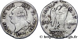 LOUIS XVI 30 sols dit au génie , type FRANÇOIS 1792 Lille