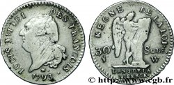 LOUIS XVI (MONARQUE CONSTITUTIONNEL) 30 sols dit au génie , type FRANÇOIS 1793 Lille