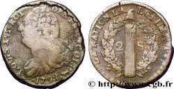 LOUIS XVI (MONARQUE CONSTITUTIONNEL) 2 sols dit au faisceau , type FRANÇOIS 1792 Pau