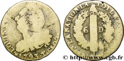 LOUIS XVI 6 deniers dit au faisceau , type FRANÇOIS 1793 Nantes
