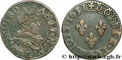 LOUIS XIII LE JUSTE Double tournois, type 1 de Tours 1631 Tours