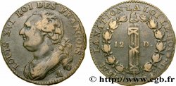 LOUIS XVI (MONARQUE CONSTITUTIONNEL) 12 deniers dit au faisceau , type FRANCOIS 1791 Paris