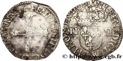 HENRY IV Quart d écu, croix bâtonnée et couronnée de face 1607 Saint-Lô