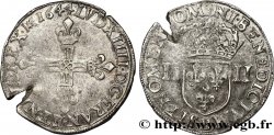 LOUIS XIV THE SUN KING Quart d’écu, 1er type 1644 Rouen