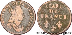 LOUIS XIV THE SUN KING Liard de cuivre, 2e type 1656 Lusignan