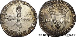 CHARLES X, CARDINAL DE BOURBON Quart d écu, croix de face 1590 Paris