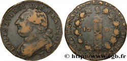 LOUIS XVI 12 deniers dit  au faisceau , type FRANÇOIS 1792 Saumur