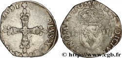 CHARLES X, CARDINAL OF BOURBON Quart d écu, croix de face 1591 Paris