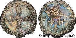 CHARLES X, CARDINAL DE BOURBON Huitième d écu, croix de face 1590 Nantes