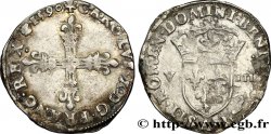 CHARLES X, CARDINAL DE BOURBON Huitième d écu, croix de face 1590 Paris TB+