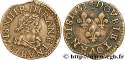 LOUIS XIII LE JUSTE Double tournois, 14e type 1638 La Rochelle