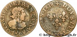 LOUIS XIII LE JUSTE Double tournois 1638 Troyes ou Chappes