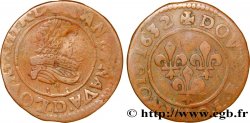 LOUIS XIII LE JUSTE Double tournois, type 8 1632 Lyon