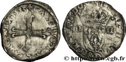 CHARLES X, CARDINAL DE BOURBON Quart d écu, croix de face 1593 Nantes