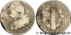 LOUIS XVI (MONARQUE CONSTITUTIONNEL) 2 sols dit au faisceau , type FRANÇOIS 1792 Nantes