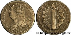 LOUIS XVI (MONARQUE CONSTITUTIONNEL) 2 sols dit au faisceau , type FRANCOIS 1792 Lille