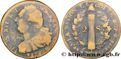 LOUIS XVI (MONARQUE CONSTITUTIONNEL) 2 sols dit au faisceau , type FRANÇAIS 1792 Strasbourg