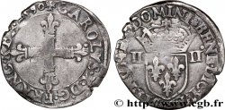 CHARLES X, CARDINAL DE BOURBON Quart d écu, croix de face 1590 Nantes