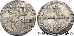 CHARLES X, CARDINAL OF BOURBON Quart d écu, croix de face 1591 Rouen