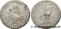 LOUIS XVI (MONARQUE CONSTITUTIONNEL) 30 sols dit au génie , type FRANÇOIS 1793 Lyon