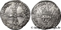 CHARLES X, CARDINAL DE BOURBON Quart d écu, croix de face 1596 Nantes