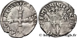 CHARLES X, CARDINAL DE BOURBON Quart d écu, croix de face 1590 Nantes