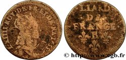 LOUIS XIV THE SUN KING Liard de cuivre, 2e type 1655 Pont-de-l’Arche
