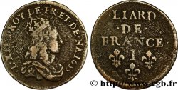 LOUIS XIV THE SUN KING Liard de cuivre 1655 Limoges