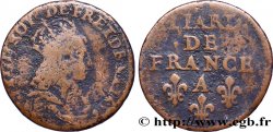 LOUIS XIV LE GRAND OU LE ROI SOLEIL Liard de cuivre, 2e type 1656 Corbeil