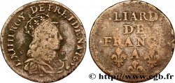 LOUIS XIV LE GRAND OU LE ROI SOLEIL Liard de cuivre, 2e type 1656 Corbeil