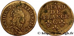 LOUIS XIV LE GRAND OU LE ROI SOLEIL Liard de cuivre, 2e type 1656 Caen