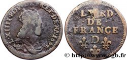 LOUIS XIV LE GRAND OU LE ROI SOLEIL Liard de cuivre, 2e type 1656 Vimy-en-Lyonnais (actuellement Neuville-sur-Saône)
