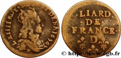 LOUIS XIV THE SUN KING Liard de cuivre, 2e type 1656 Vimy-en-Lyonnais (actuellement Neuville-sur-Saône)