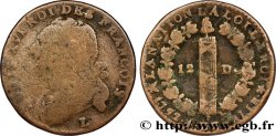 LOUIS XVI 12 deniers dit  au faisceau , type FRANCOIS 1792 Bayonne fS