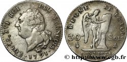 LOUIS XVI 30 sols dit au génie , type FRANÇOIS 1791 Paris