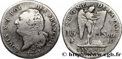 LOUIS XVI 15 sols dit au génie , type FRANÇOIS 1791 La Rochelle