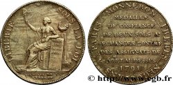 REVOLUTION COINAGE Monneron de 2 sols à la Liberté 1791 Birmingham, Soho