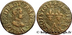 LOUIS XIII LE JUSTE Denier tournois, type 1 1617 Paris
