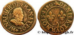 HENRI III Denier tournois, 1er type de Paris 1580 Paris, Moulin des Étuves