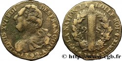 LOUIS XVI 2 sols dit au faisceau , type FRANÇOIS 1792 Paris