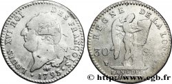 LOUIS XVI (MONARQUE CONSTITUTIONNEL) 30 sols dit au génie , type FRANÇOIS 1793 Lyon