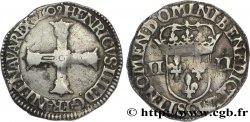 HENRY IV Quart d écu, croix bâtonnée et couronnée de face 1609 Saint-Lô