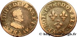 HENRI IV LE GRAND Double tournois, 1er type de Paris (légende française) 1606 Paris, Moulin des Étuves TB+