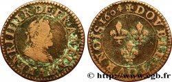 HENRI IV LE GRAND Double tournois, 2e type de Paris (légende française) 1604 Paris, Moulin des Étuves TB