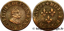HENRI IV LE GRAND Double tournois, 2e type de Paris (légende française) 1609 Paris, Moulin des Étuves TTB