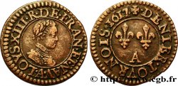LOUIS XIII LE JUSTE Denier tournois, type 1 1617 Paris